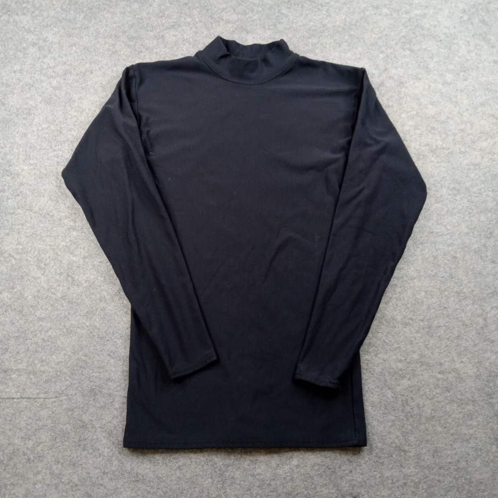 Game Gear Shirt Mens Medium Black Mock Neck Long Sleeve Compression Base Layer